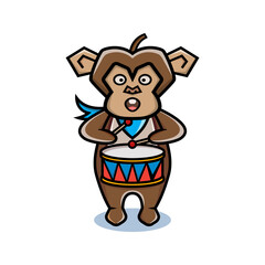 cartoon animal cute monkey holding a drum