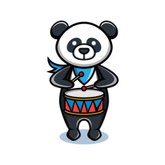 cartoon animal cute panda holding a drum
