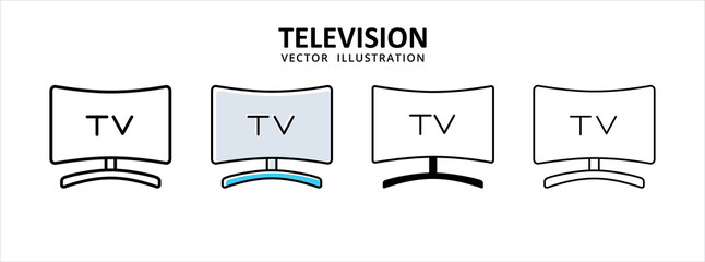 flat curve television monitor icon vector illustration simple flat line graphic design
