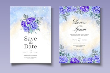 Fototapeta na wymiar Beautiful Hand Drawing Floral Wedding Invitation Template