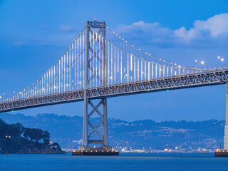 Fototapeta na wymiar Twilight view of The San Francisco Oakland Bay Bridge