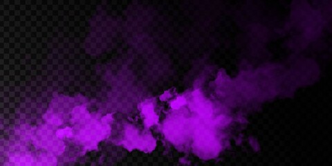 Vector realistic isolated Purple Smoke effect for decoration and covering on the transparent background.