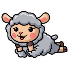 Cute baby sheep cartoon laying down