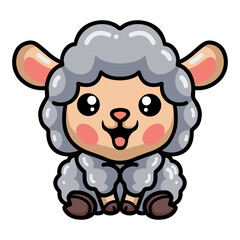 Cute baby sheep cartoon sitting
