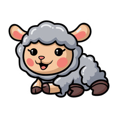 Cute baby sheep cartoon laying down