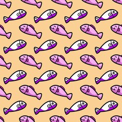 seamless pattern of cute fish cartoon