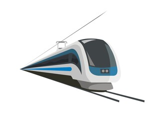 Fast train with catenary and wire
