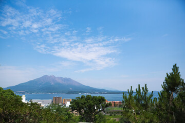 多賀山公園より鹿児島市桜島を望む
