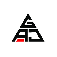 GAJ triangle letter logo design with triangle shape. GAJ triangle logo design monogram. GAJ triangle vector logo template with red color. GAJ triangular logo Simple, Elegant, and Luxurious Logo. GAJ 