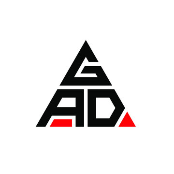 GAD triangle letter logo design with triangle shape. GAD triangle logo design monogram. GAD triangle vector logo template with red color. GAD triangular logo Simple, Elegant, and Luxurious Logo. GAD 