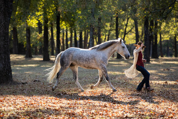 Horse and girl at liberty