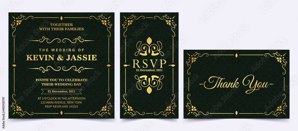 Wall mural luxury dark invitation card with frame ornament style