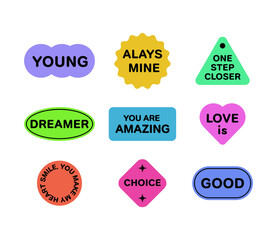 Simple, trendy sticker, label, tag design illustration set.