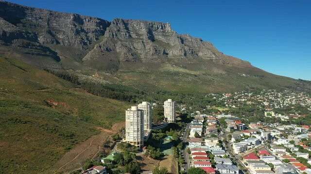 Cylindrical Buildings Of Disa Park At The Slopes Of Table Mountain In Vredehoek, Cape Town, South Africa. aerial