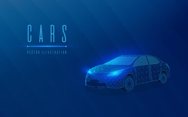 Cars vector wireframe concept. Abstract image of a auto in the form of a starry sky or space. High Speed concept. wireframe , poly low. Poly art
, plexus , dots , triangle, vector. EPS 10 - obrazy, fototapety, plakaty