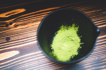 fresh iced matcha latte green tea beverage cold drink with milk, healthy refreshment food with white sweet cream, delicious about Japanese tasty style background