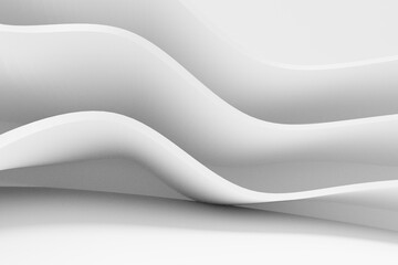 Abstract white Architecture Background. 3d render. Modern Geometric Wallpaper. Futuristic Technology Design