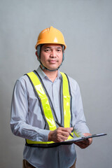 Engineer in uniform working in the studio