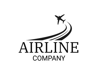Airline logo with airplane icon in flight