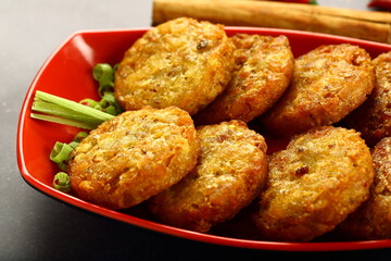 Spicy and delicious mutton cutlets , traditional recipes.