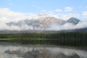 Fototapeta premium Clouds Over The Mountain, Jasper National Park, Alberta