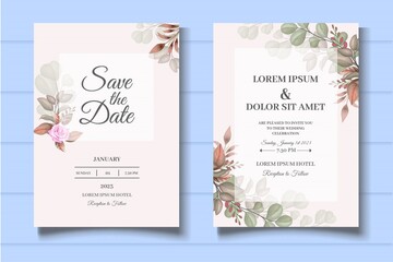 Beautiful Hand Drawing Floral Wedding Invitation Template