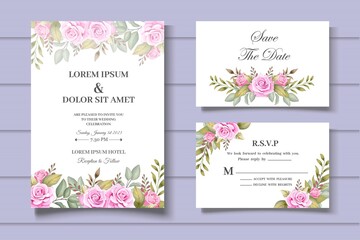 Beautiful Hand Drawing Floral Wedding Invitation Template