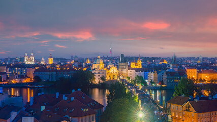 Downtown Prague city skyline, old town cityscape, Czech Republic