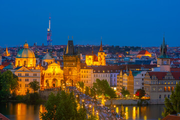 Fototapeta na wymiar Downtown Prague city skyline, old town cityscape, Czech Republic