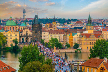 Fototapeta na wymiar Downtown Prague city skyline, old town cityscape, Czech Republic