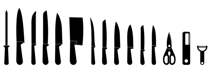 knife icon set, cooking equipment icon set vector sign symbol