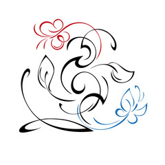 butterfly 13. unique decorative element with stylized leaves, butterflies and curls