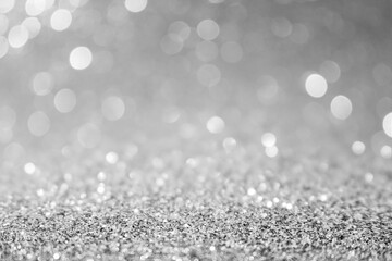 Silver background Abstract Bokeh Christmas.