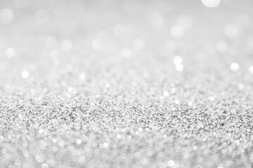 Silver background Abstract Bokeh Christmas.