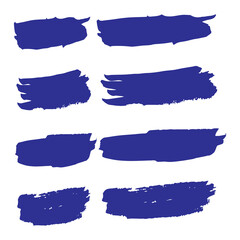 Indigo Brushes Isolated. Blue Ink Frame. Cobalt Stroke Isolated. Brushstroke Design. Watercolor Background. Grungy Freehand. Paintbrush Isolated. Banner Collection.