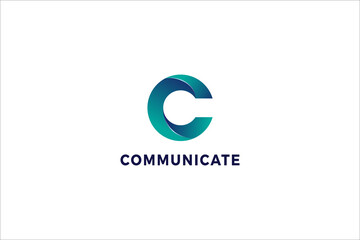 Letter C 3d blue color creative business logo design