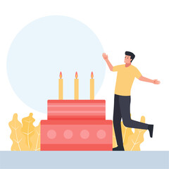 One man with happy gesture celebrate the birthday party