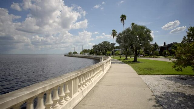 Tampa FL USA Bayshore Boulevard bike path and walkway 4k