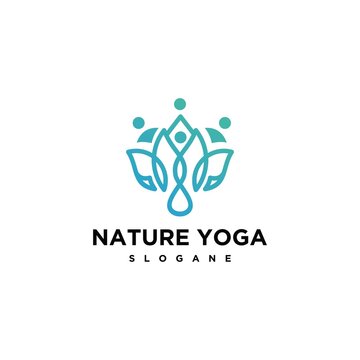 nature yoga logo vector design template