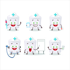 Doctor profession emoticon with marshmallow cartoon character. Vector illustration