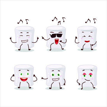 An image of marshmallow dancer cartoon character enjoying the music. Vector illustration