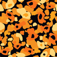 Hand drawn ditsy flowers, seamless pattern. Orange texture for fabric print. Abstract wallpaper. Vector background 