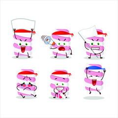 Mascot design style of marshmallow twist character as an attractive supporter. Vector illustration