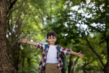 little boy fun in the nature