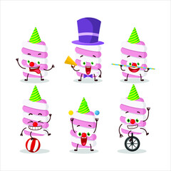 Cartoon character of marshmallow twist with various circus shows. Vector illustration