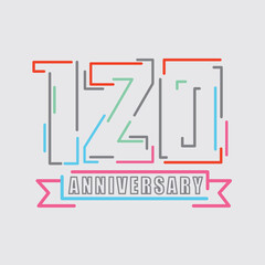 120th Years Anniversary Logo Birthday Celebration Abstract Design Vector Illustration.