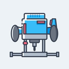 Electric milling tool, carpentry plunge router vector outline flat icon. Hand construction tool for renovation work.