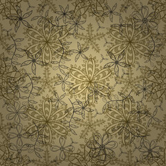 pattern with interesting doodles on colorfil background. Vector illustration.