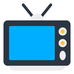 An entertainment media icon, flat design of television 