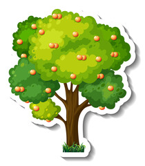 Orange tree sticker on white background